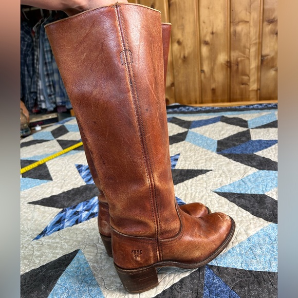 Vintage Frye Cognac Leather Heeled Campus Boots - Picture 4 of 12